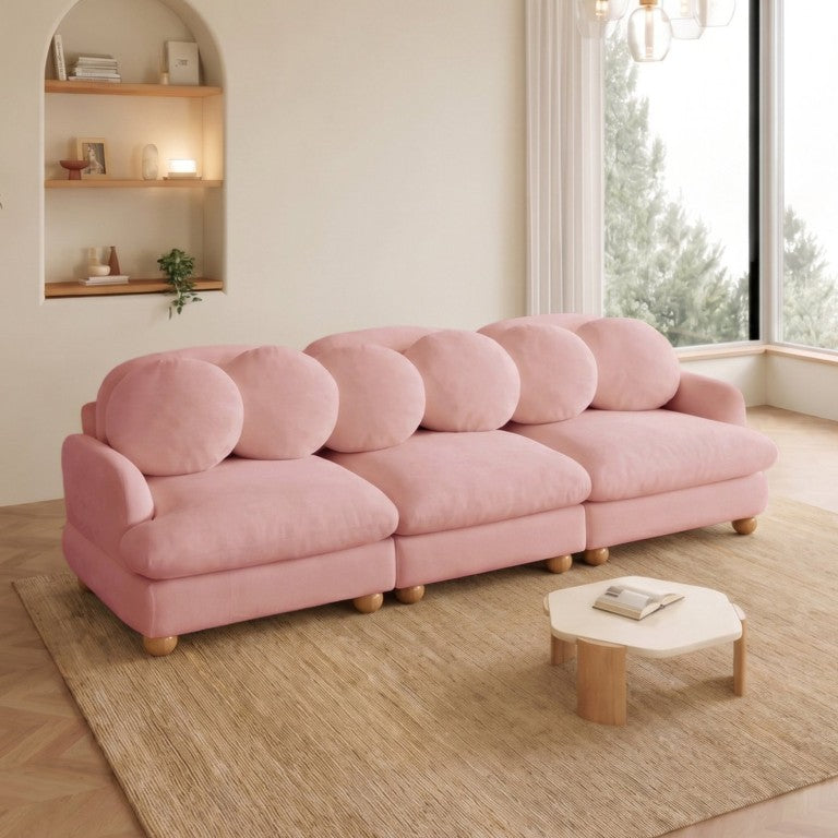 English Elm Comfy Chenille Modular Sectional with Solid Wood Legs and Six Pillows for Living Rooms W5656S00184