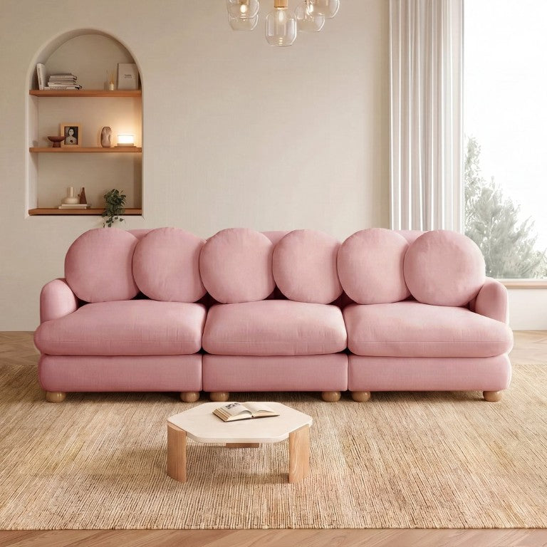 English Elm Comfy Chenille Modular Sectional with Solid Wood Legs and Six Pillows for Living Rooms W5656S00184