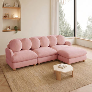 English Elm Comfy Chenille Modular Sectional with Ottoman Throw Pillows Solid Wood Frame 4 Seat W5656S00185