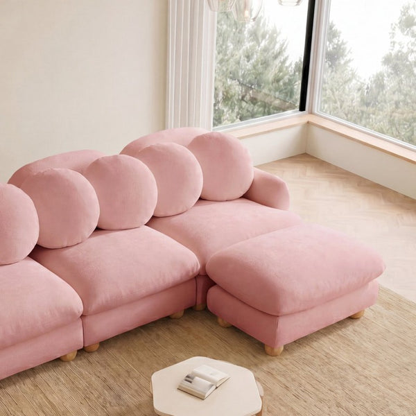 English Elm Comfy Chenille Modular Sectional with Ottoman Throw Pillows Solid Wood Frame 4 Seat W5656S00185