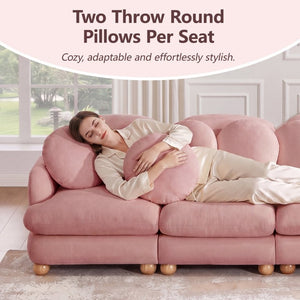 English Elm Comfy Chenille Modular Sectional with Ottoman Throw Pillows Solid Wood Frame 4 Seat W5656S00185