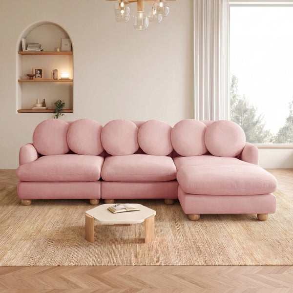 English Elm Comfy Chenille Modular Sectional with Ottoman Throw Pillows Solid Wood Frame 4 Seat W5656S00185
