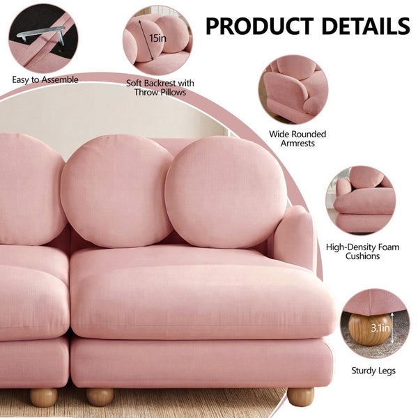English Elm Comfy Chenille Modular Sectional with Ottoman Throw Pillows Solid Wood Frame 4 Seat W5656S00185