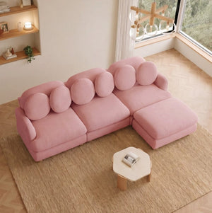 English Elm Comfy Chenille Modular Sectional with Ottoman Throw Pillows Solid Wood Frame 4 Seat W5656S00185