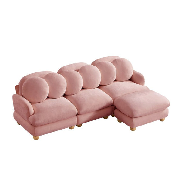 English Elm Comfy Chenille Modular Sectional with Ottoman Throw Pillows Solid Wood Frame 4 Seat W5656S00185