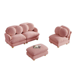 English Elm Comfy Chenille Modular Sectional with Ottoman Throw Pillows Solid Wood Frame 4 Seat W5656S00185