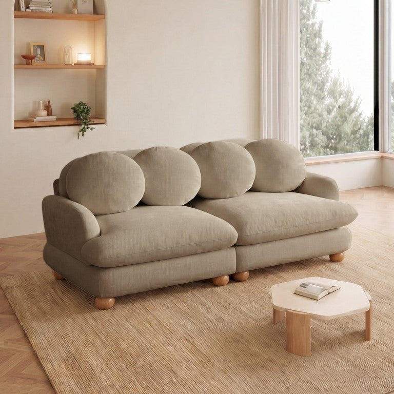English Elm Comfy Chenille Loveseat with Curved Back Solid Wood Frame and Retro Bedroom Appeal W5656S00190