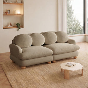 English Elm Comfy Chenille Loveseat with Curved Back Solid Wood Frame and Retro Bedroom Appeal W5656S00190