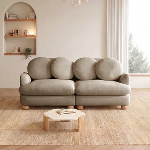 English Elm Comfy Chenille Loveseat with Curved Back Solid Wood Frame and Retro Bedroom Appeal W5656S00190