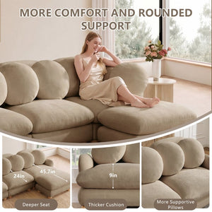English Elm Comfy Chenille Loveseat with Curved Back Solid Wood Frame and Retro Bedroom Appeal W5656S00190