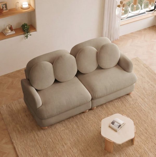 English Elm Comfy Chenille Loveseat with Curved Back Solid Wood Frame and Retro Bedroom Appeal W5656S00190