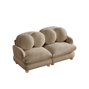 English Elm Comfy Chenille Loveseat with Curved Back Solid Wood Frame and Retro Bedroom Appeal W5656S00190