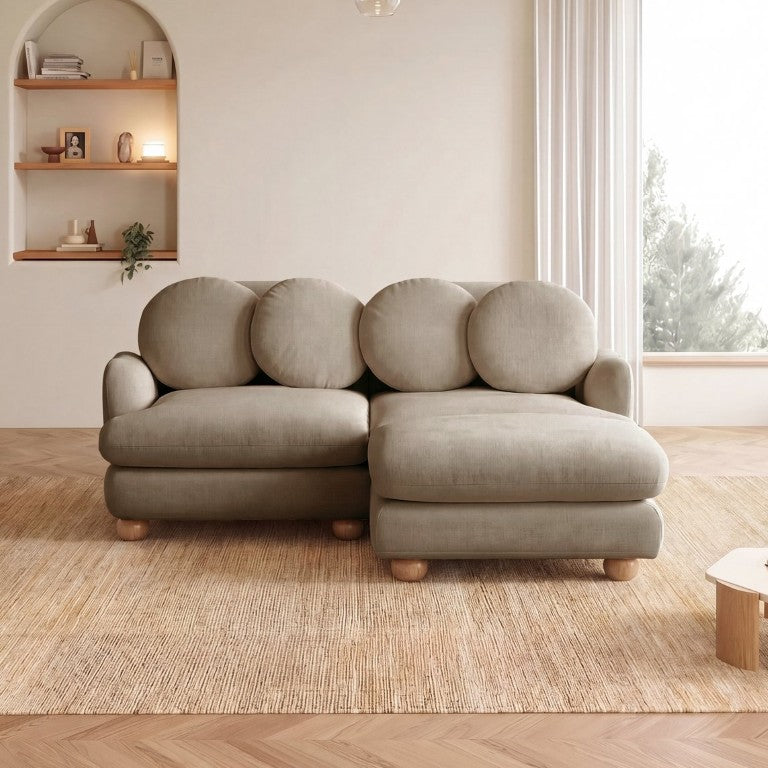 English Elm Comfy Chenille Three Seat Sofa with Ottoman Throw Pillows and Solid Wood Legs W5656S00191