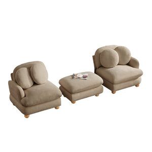 English Elm Comfy Chenille Three Seat Sofa with Ottoman Throw Pillows and Solid Wood Legs W5656S00191