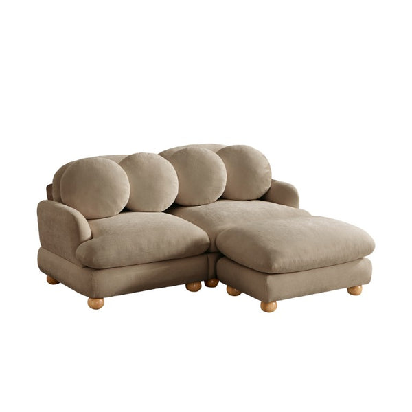 English Elm Comfy Chenille Three Seat Sofa with Ottoman Throw Pillows and Solid Wood Legs W5656S00191