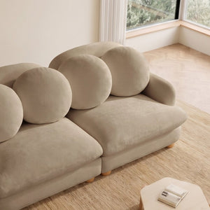 English Elm Comfy Chenille Modular Sofa with Ottoman Throw Pillows Curved Wood Leg Living Room W5656S00192