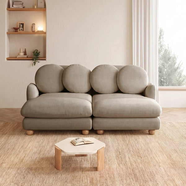 English Elm Comfy Chenille Modular Sofa with Ottoman Throw Pillows Curved Wood Leg Living Room W5656S00192