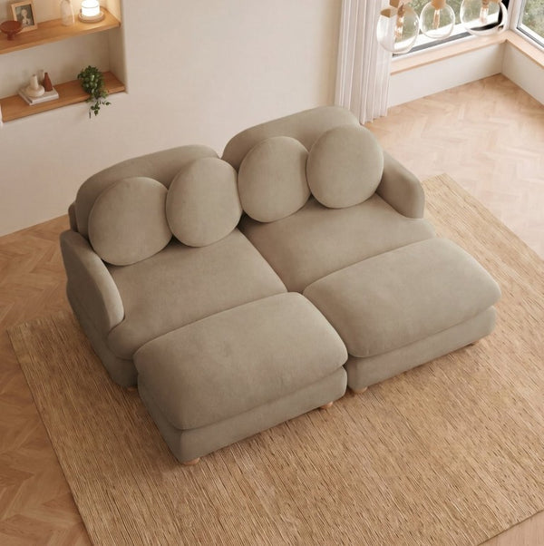 English Elm Comfy Chenille Modular Sofa with Ottoman Throw Pillows Curved Wood Leg Living Room W5656S00192