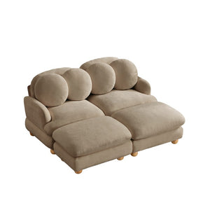 English Elm Comfy Chenille Modular Sofa with Ottoman Throw Pillows Curved Wood Leg Living Room W5656S00192