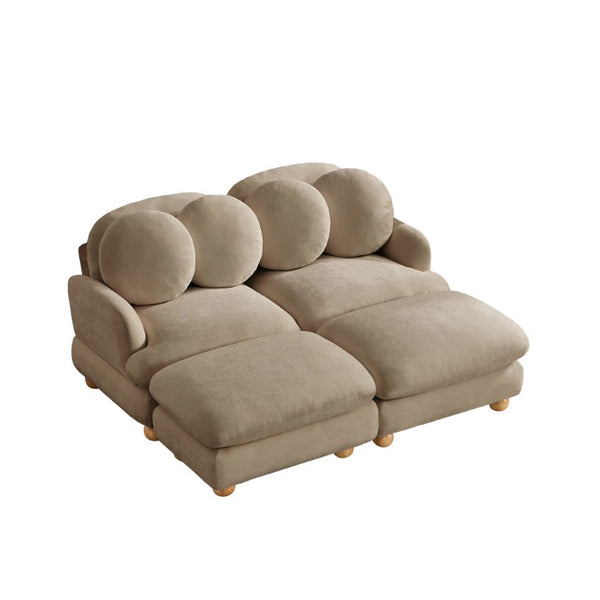 English Elm Comfy Chenille Modular Sofa with Ottoman Throw Pillows Curved Wood Leg Living Room W5656S00192