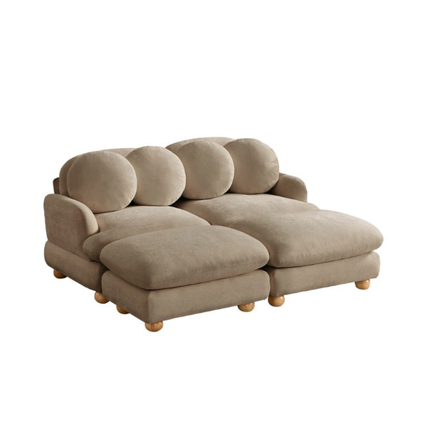 English Elm Comfy Chenille Modular Sofa with Ottoman Throw Pillows Curved Wood Leg Living Room W5656S00192