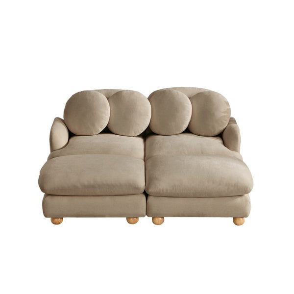 English Elm Comfy Chenille Modular Sofa with Ottoman Throw Pillows Curved Wood Leg Living Room W5656S00192