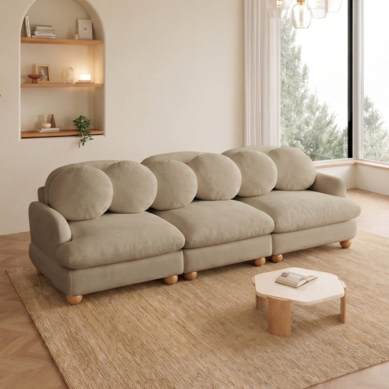 English Elm Comfy Chenille Modular Sectional with Solid Wood Legs and Six Pillows for Living Spaces W5656S00193