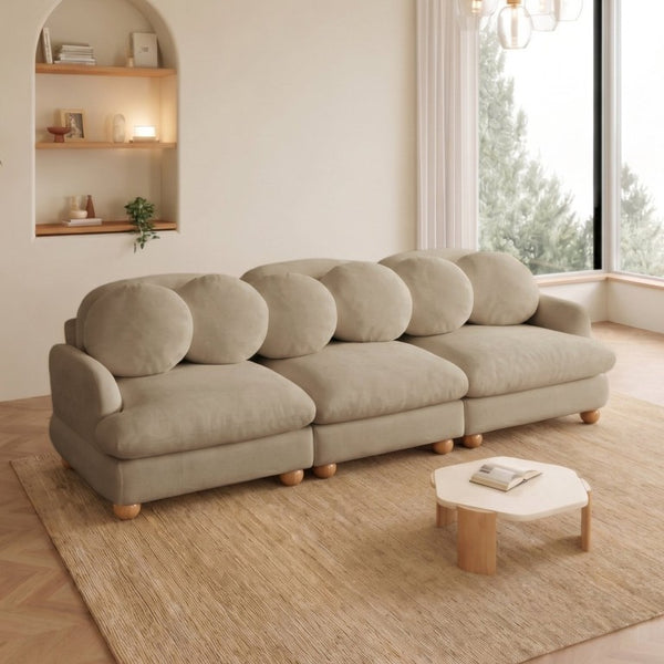 English Elm Comfy Chenille Modular Sectional with Solid Wood Legs and Six Pillows for Living Spaces W5656S00193