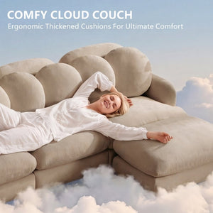 English Elm Comfy Chenille Modular Sectional with Solid Wood Legs and Six Pillows for Living Spaces W5656S00193