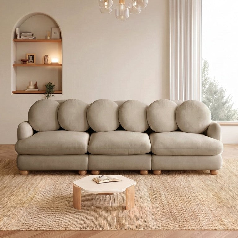 English Elm Comfy Chenille Modular Sectional with Solid Wood Legs and Six Pillows for Living Spaces W5656S00193