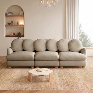 English Elm Comfy Chenille Modular Sectional with Solid Wood Legs and Six Pillows for Living Spaces W5656S00193
