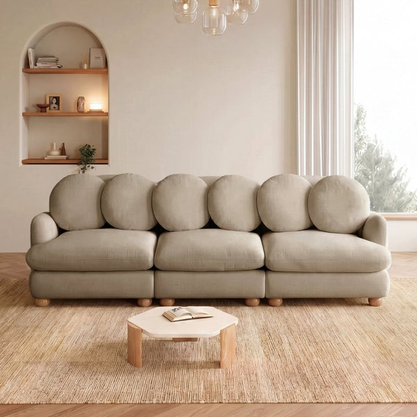 English Elm Comfy Chenille Modular Sectional with Solid Wood Legs and Six Pillows for Living Spaces W5656S00193
