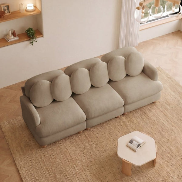 English Elm Comfy Chenille Modular Sectional with Solid Wood Legs and Six Pillows for Living Spaces W5656S00193