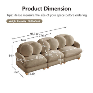 English Elm Comfy Chenille Modular Sectional with Solid Wood Legs and Six Pillows for Living Spaces W5656S00193