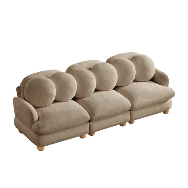 English Elm Comfy Chenille Modular Sectional with Solid Wood Legs and Six Pillows for Living Spaces W5656S00193