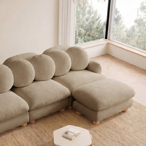English Elm Comfy Chenille Modular Sectional with Ottoman Solid Wood Legs Retro Living Room Sofa W5656S00194
