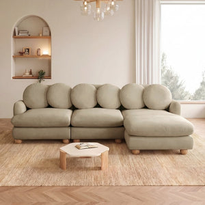 English Elm Comfy Chenille Modular Sectional with Ottoman Solid Wood Legs Retro Living Room Sofa W5656S00194