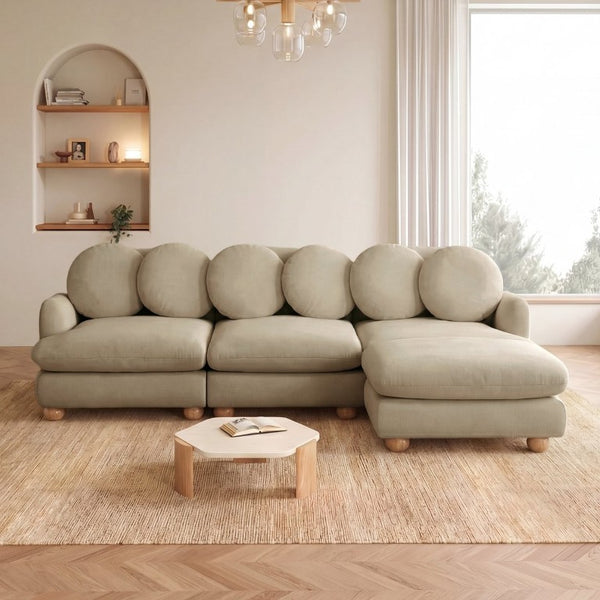 English Elm Comfy Chenille Modular Sectional with Ottoman Solid Wood Legs Retro Living Room Sofa W5656S00194