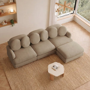 English Elm Comfy Chenille Modular Sectional with Ottoman Solid Wood Legs Retro Living Room Sofa W5656S00194