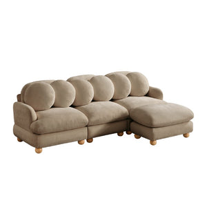 English Elm Comfy Chenille Modular Sectional with Ottoman Solid Wood Legs Retro Living Room Sofa W5656S00194