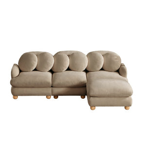 English Elm Comfy Chenille Modular Sectional with Ottoman Solid Wood Legs Retro Living Room Sofa W5656S00194