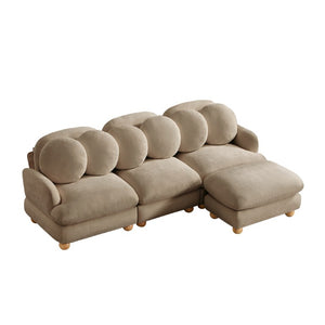English Elm Comfy Chenille Modular Sectional with Ottoman Solid Wood Legs Retro Living Room Sofa W5656S00194