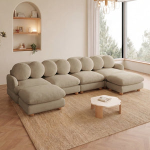 English Elm Large Chenille Modular Sectional with Ottoman Six Seat Retro Living Room Couch W5656S00198