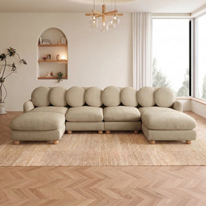 English Elm Large Chenille Modular Sectional with Ottoman Six Seat Retro Living Room Couch W5656S00198