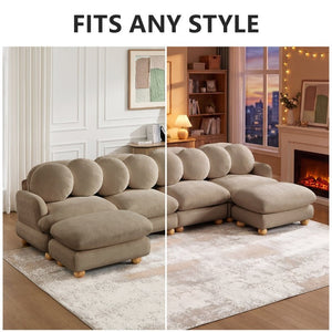 English Elm Large Chenille Modular Sectional with Ottoman Six Seat Retro Living Room Couch W5656S00198
