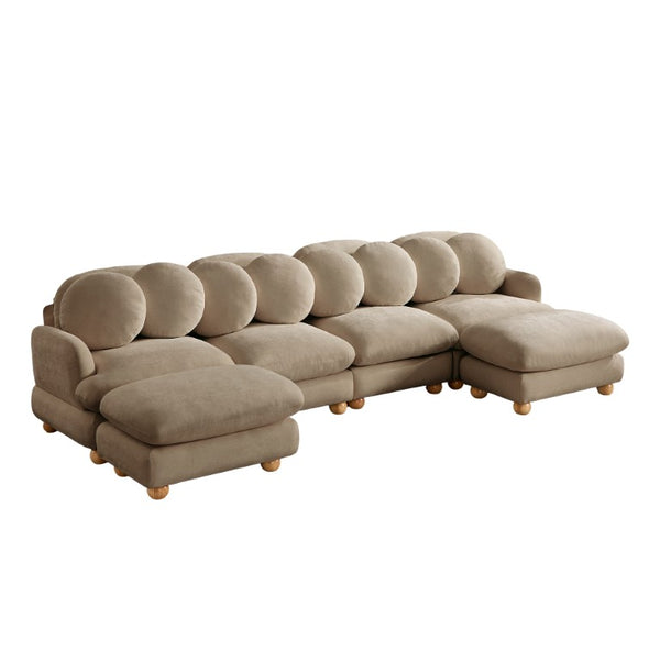 English Elm Large Chenille Modular Sectional with Ottoman Six Seat Retro Living Room Couch W5656S00198