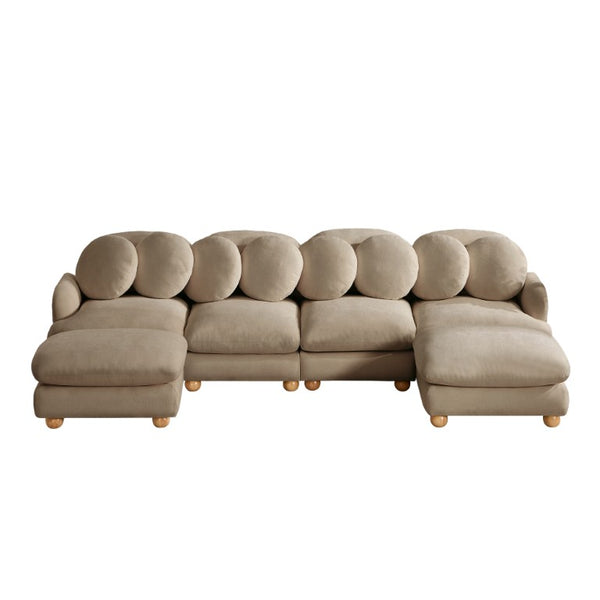 English Elm Large Chenille Modular Sectional with Ottoman Six Seat Retro Living Room Couch W5656S00198