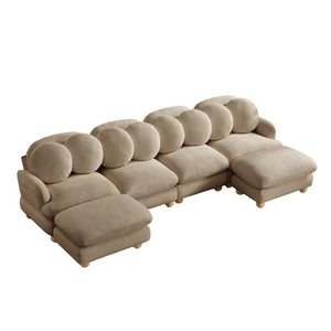 English Elm Large Chenille Modular Sectional with Ottoman Six Seat Retro Living Room Couch W5656S00198