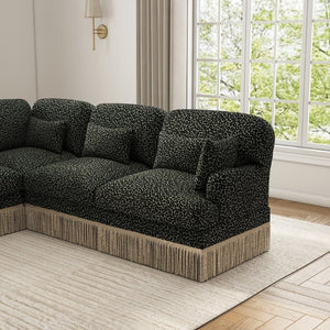 English Elm Oversized Leopard Chenille Modular Sectional Sofa 8 Seat V Shape with Tassel Trim W5656S00200