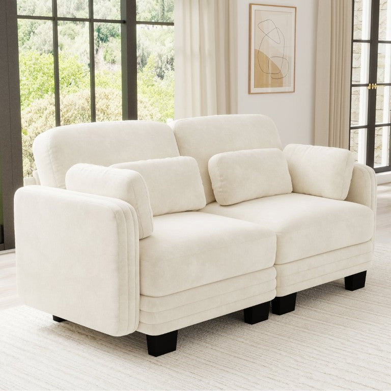 English Elm Channel Tufted Chenille Modular Loveseat Sofa with Curved Back for Living Room W5656S00201